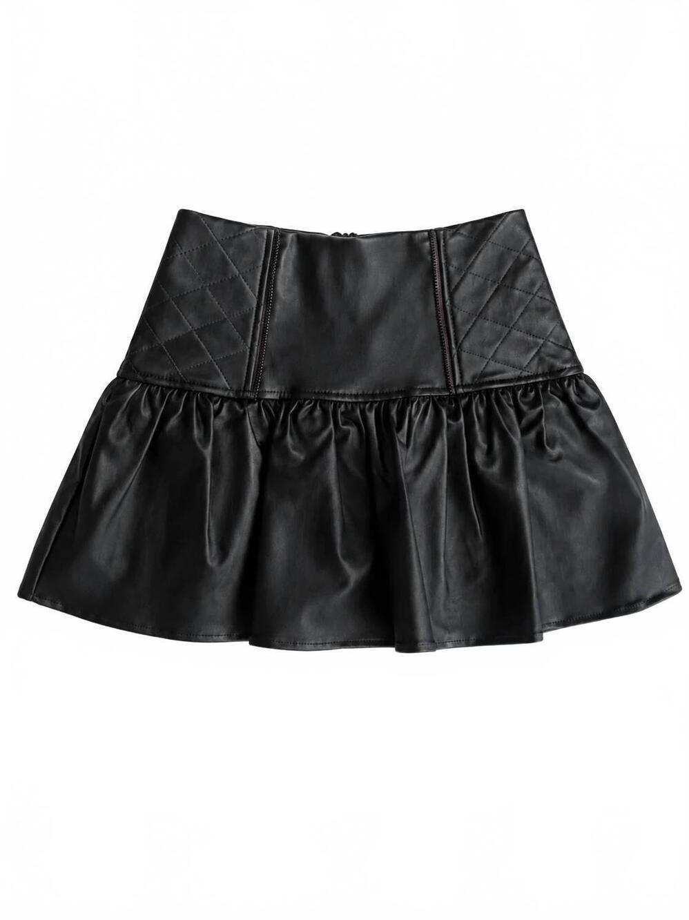 NEW IF SO kids quilted mini skirt in black
